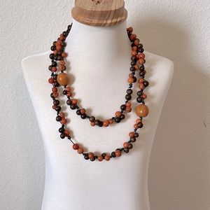 Coffee Bead/Congolo Seed Long Necklace